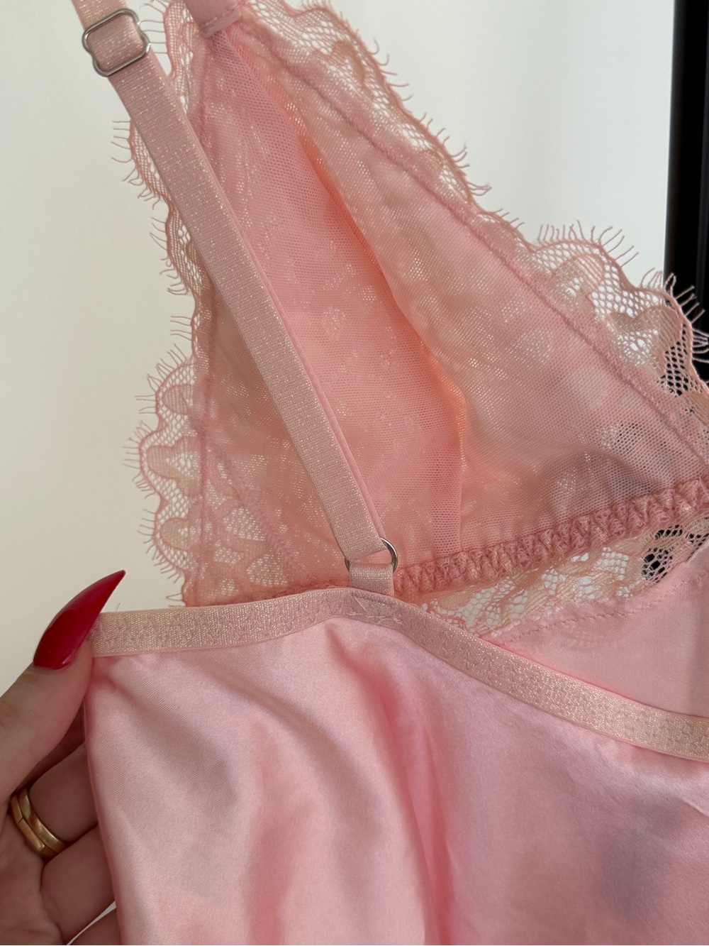 La Senza Pink Satin Slip & Lace Garter Belt - Picture 13 of 16